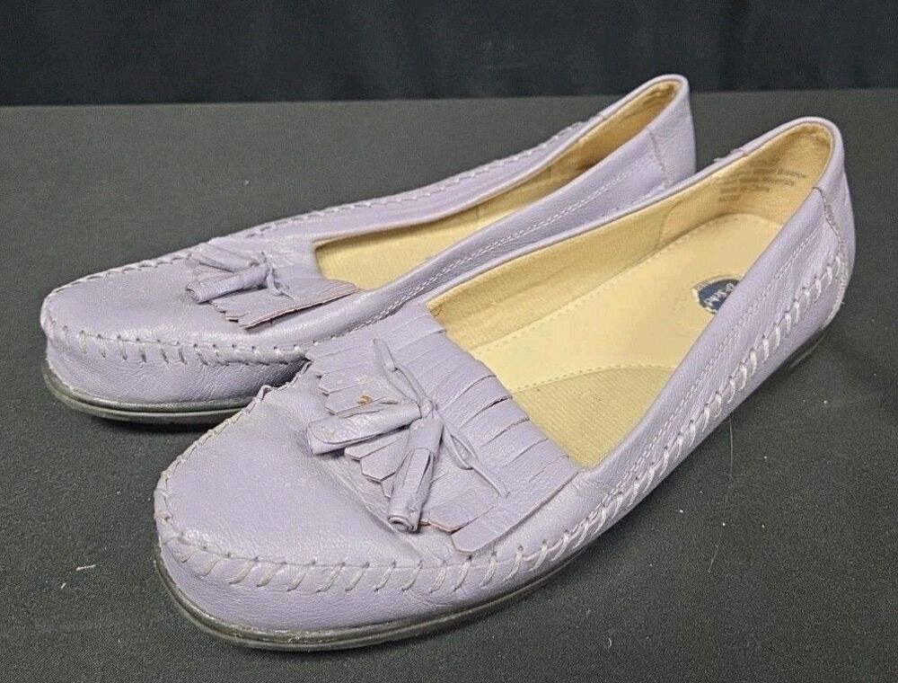 Dr Scholls Shoes Womens Size 8 Lavender Purple Moccasin Loafers Leather Tassel
